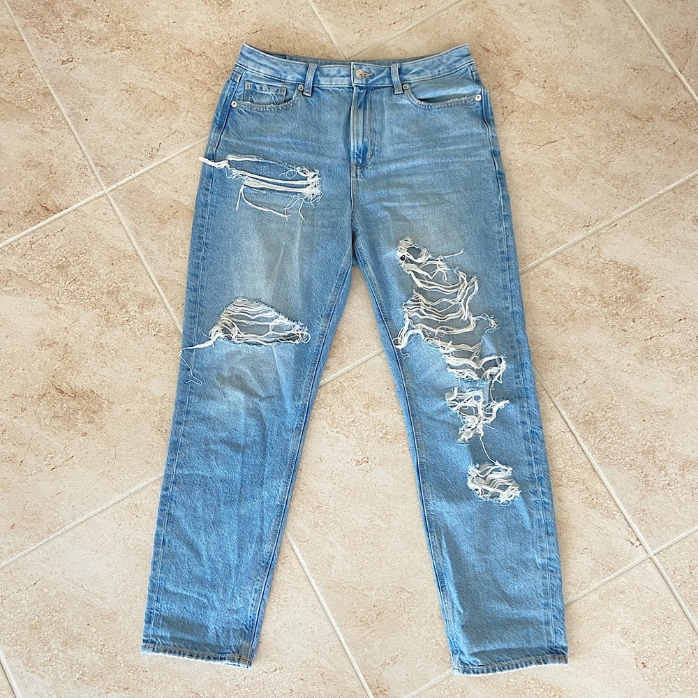 American Eagle Distressed, High-Waisted Mom Jeans